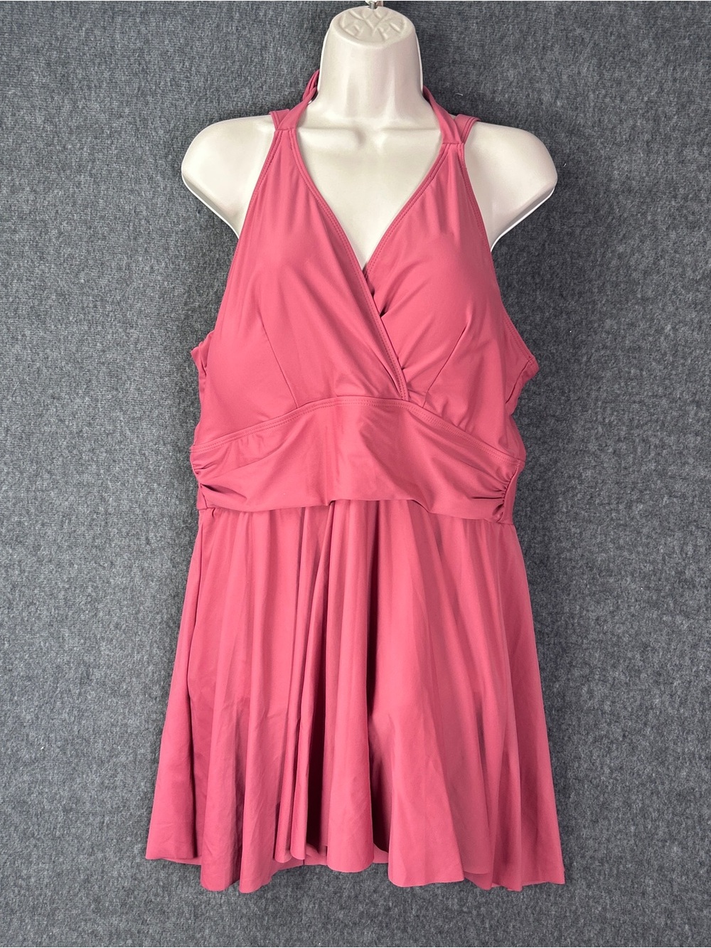 BloomChic Swimdress Womens 18-20 Pink Halter Skirted Adjustable Straps Plus